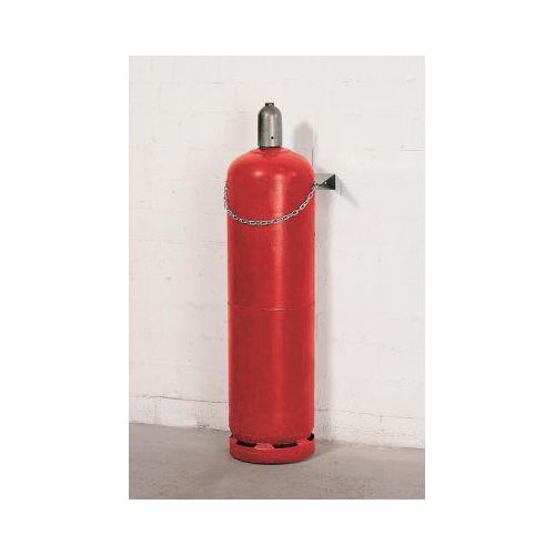 Gasflaschen-Wandhalterung, Stahl, B 375 x T 220 x H 60 mm, 1 Flasche Ø 320 mm, mit Kettensicherung