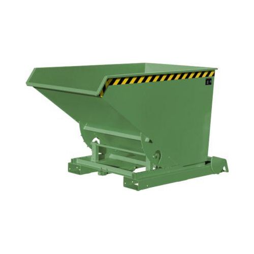 Automatischer Kippbehälter Bauer Typ 4A 1200, 3 Entriegelungspunkte, Abrollsystem, Inhalt 1,2 m³, bis 1500 kg, resedagrün RAL 6011