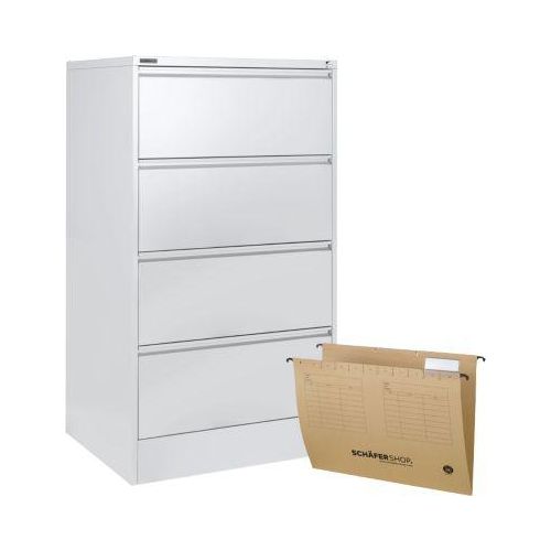 Schäfer Shop Select Hängeregistraturschrank, zweibahnig + 50 Hängeregistraturmappen gratis