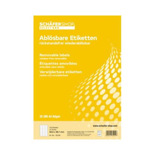 Schäfer Shop Select Universal-Etiketten, wiederablösbar, 63,5 x 38,1 mm, 525 Stück