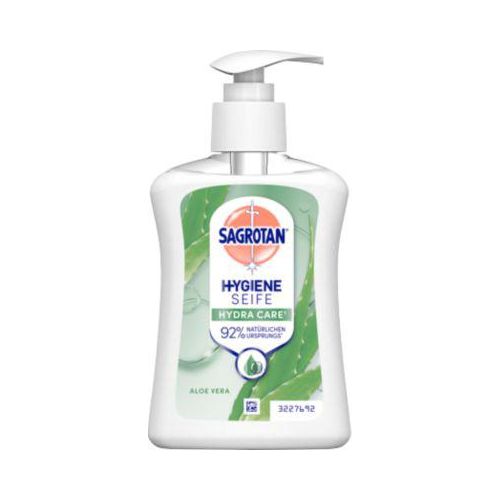 Flüssigseife Sagrotan Aloe Vera, antibakteriell, dermatologisch getestet, weiß, 250 ml, in Pumpspender