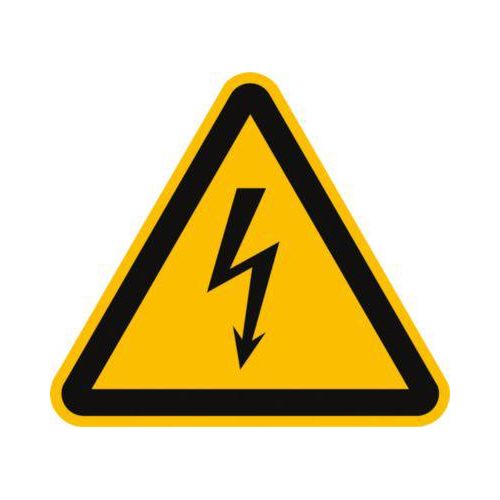 moedel Warnzeichen "Warnung vor elektrischer Spannung" nach ISO 7010, Folie selbstklebend, 50 mm Seitenlänge, 6 Stück/Bogen