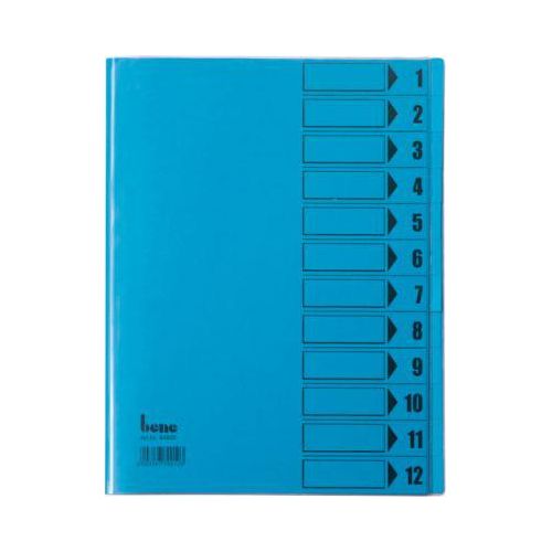bene Ordnungsmappe mit Schutzumschlag, DIN A4, 12-tlg., blau intensiv