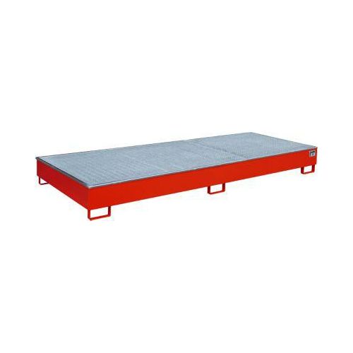 Bauer Regalwanne RW-GR 3300-2 PE, mit Gitterrost und PE-Einsatz, B 3262 x T 1312 x H 267 mm, bis 540 l, Stahl lackiert, feuerrot