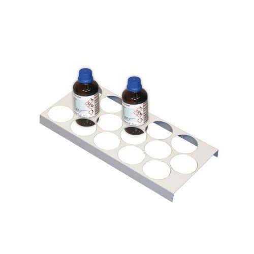 Flaschengestell für asecos Sicherheitsschränke der UB90 und UB30 Serie, Stahlblech, lichtgrau, B 210 x T 440 x H 30 mm, für 15 Flaschen mit Ø 70 mm