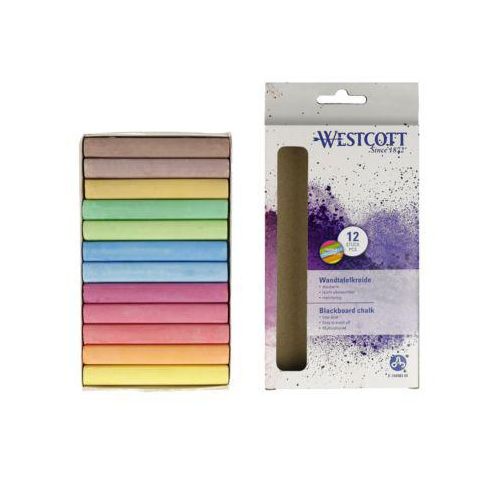 Wandtafelkreide Westcott, mehrfarbig, staubarm, leicht abwaschbar, 12 x 84 mm, 12 Stück