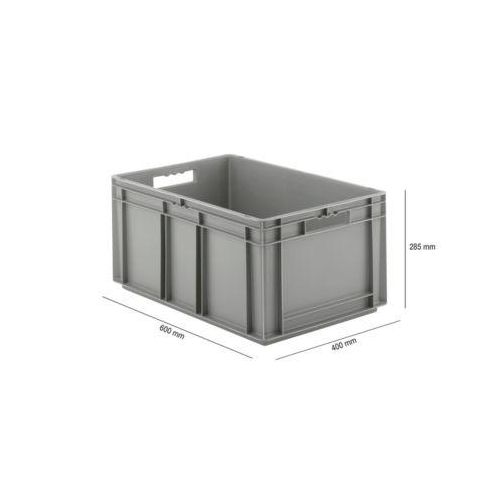 Euro Box Serie EF 6280, aus PP, Inhalt 56,6 L, geschlossene Wände, grau, Unterfassgriff