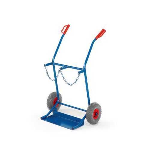 Stahlflaschenkarre für 2 Stahlflaschen Ø 205 mm bzw. 2 Flaschen Ø á 20 Liter, Luft-Bereifung