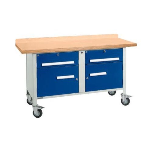 Mobile Werkbank Schäfer Shop Select PWi 150-0, Buche Multiplexplatte, bis 400 kg, B 1500 x T 700 x H 840 mm