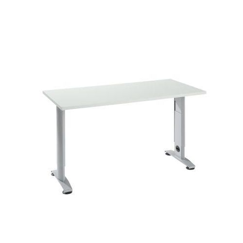 Home Office Tisch Login, C-Fuß, B 1300 x T 650 mm, lichtgrau/weißalu