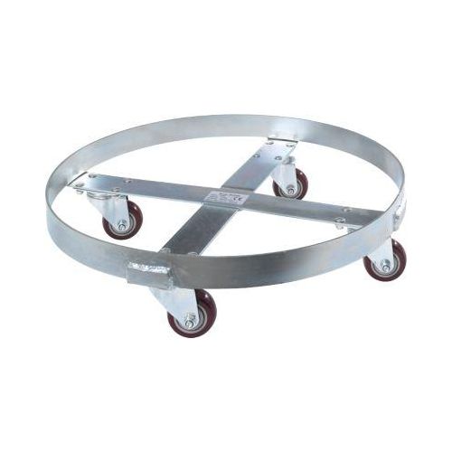 Fassroller, Stahl verzinkt, Ø 610 x H 160 mm, 4 Kunststoff-Lenkrollen, für 250 l Fässer, bis 410 kg
