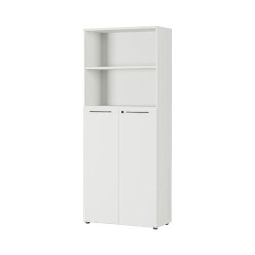 Aktenschrank Agenda, 5 OH, B 800 x H 1970 x T 400 mm, 2 offene Fächer, abschließbar, lichtgrau