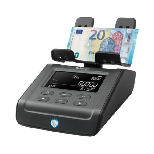 Geldwaage Safescan 6165 G3, für Münzen & Banknoten, 13 vorinstallierte Währungen, Additions- & Druckfunktion
