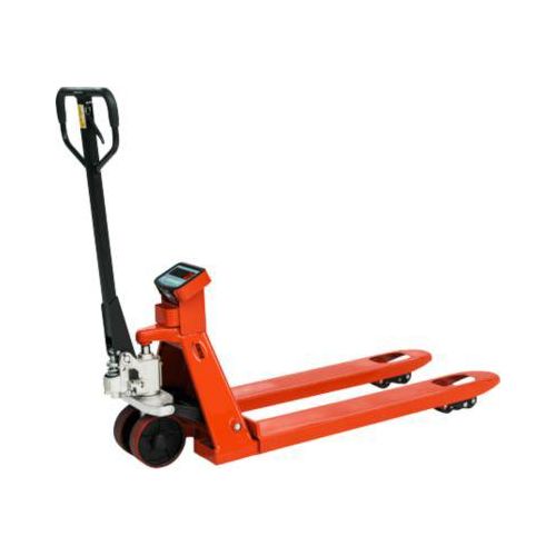Schefer Gabelhubwagen mit Waage Premium, Tragfähigkeit 2500 kg, Teilung 0,5 kg, Gabellänge 1150 mm