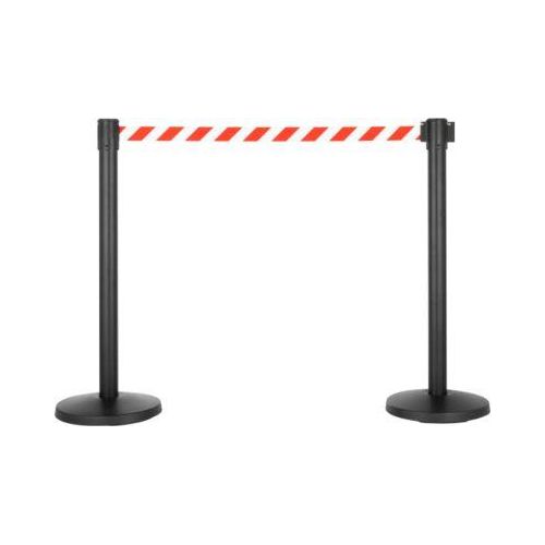 Gurtabsperrpfosten, 2er-Set, schwarz, Gurt rot/weiß
