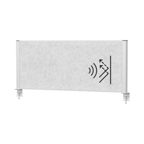 MAUL Tisch-Trennwand MAULconnecto, Akustikvlies 4000 g/m², Aluminiumprofil, B 1200 x H 500 mm, Akustik hellgrau, silber