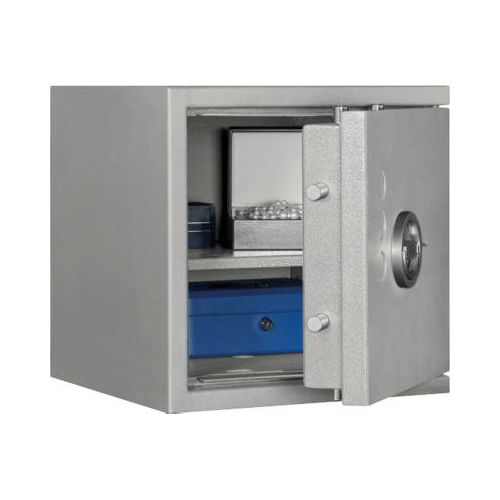 Tresor Lyra 2, Widerstandsgrad I nach EN 1143-1, Volumen 31 l, Türanschlag rechts, Doppelbartschloss mit 2 Schlüsseln, 1 Fachboden, inkl. Verankerungsmaterial, B 400 x T 420 x H 405 mm, lichtgrau RAL 7035