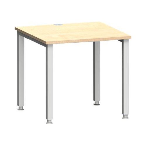 Schreibtisch MODENA FLEX, Quadrat, 4-Fuß Quadratrohr, B 800 x T 800 x H 720-820 mm, Ahorn/weißaluminium