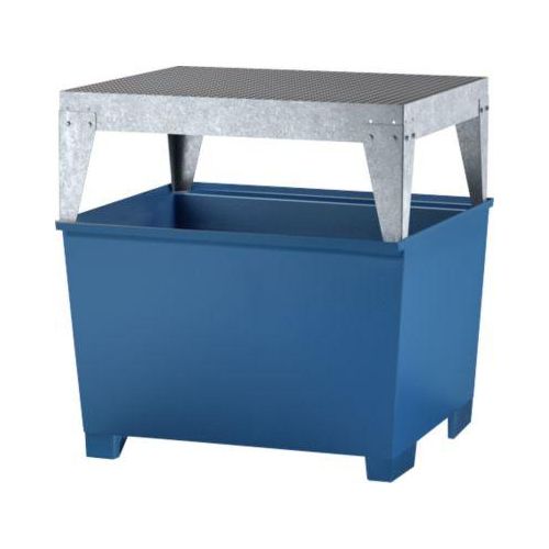 IBC-Station ASECOS, Stahl, mit Abfüllbock u. Staplerschuhen, 1000 l Auffangvolumen, B 1350 x T 1300 x H 1390, lackiert