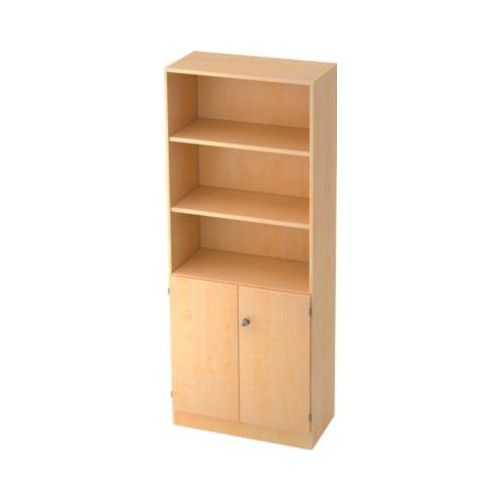 Regalschrank, B 800 x T 420 x H 2004 mm, 5 OH, 5 Böden, 2 Türen, abschließbar, Ahorn-Dekor