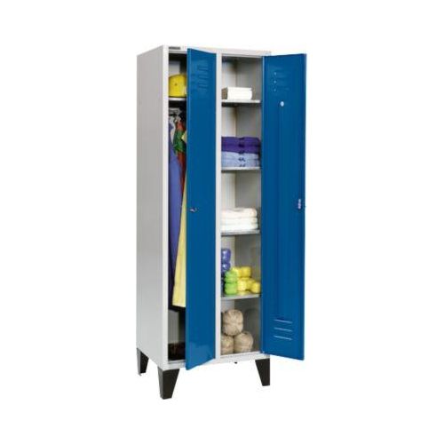Schäfer Shop Select Kleiderspind, mit 2 Abteilen, mit Füßen, Drehriegelverschluss, lichtgrau/enzianblau