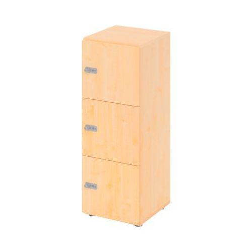 Schließfachschrank Topas Line, 3 Ordnerhöhen, 3 Fächer, Zahlenschloss, B 400 x T 420 x H 1100 mm, Ahorn/Ahorn