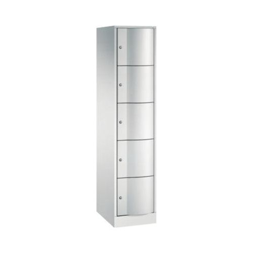C+P Schließfachschrank Resisto, 1 Abteil, 5 Fächer, B 396 x T 540 x H 1950 mm, Lichtgrau/Lichtgrau