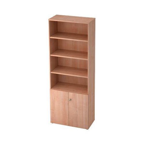 Regalschrank TOPAS LINE, 4 OH Regal/2 OH Türen, Nussbaum/Nussbaum