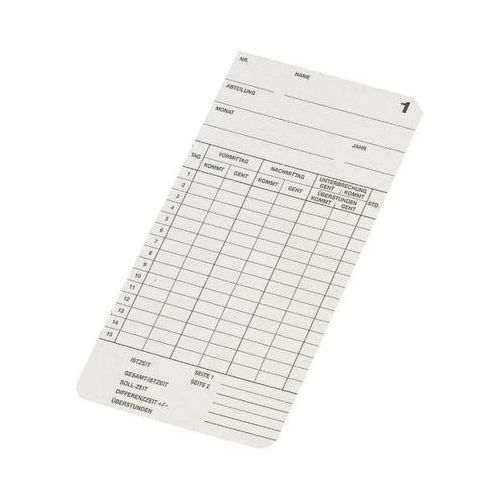 BÜRK Stempelkarte, doppelseitig, für Zeiterfassungsgerät K800/K895/K1300, 500 Stück