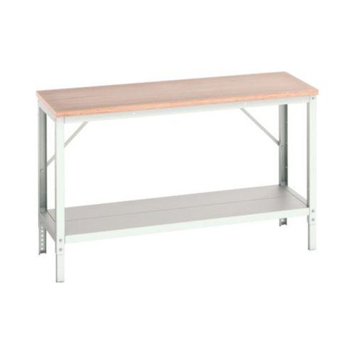 Werkbank Bott verso, Multiplex-Platte, mit Ablageboden, B 1500 x T 600 x H 780 - 930 mm, RAL 7035 Lichtgrau