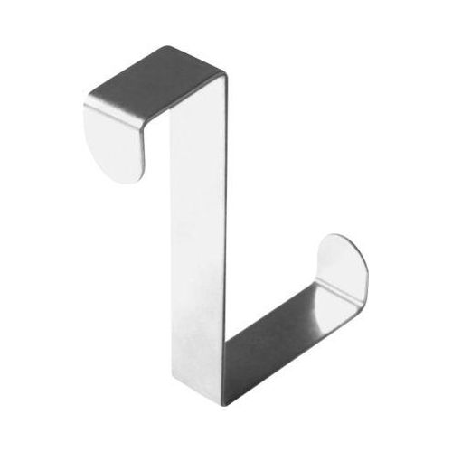 Türgarderobenhaken, zum Einhängen an Türen mit Falzstärke 20 & 40 mm, B 76 x T 60 x H 12 mm, rostfreier Edelstahl, silber, 6 Stück