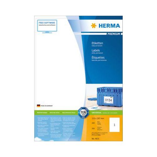 Herma Premium-Etiketten auf DIN A4-Blättern, 200 Etiketten, 200 Bogen