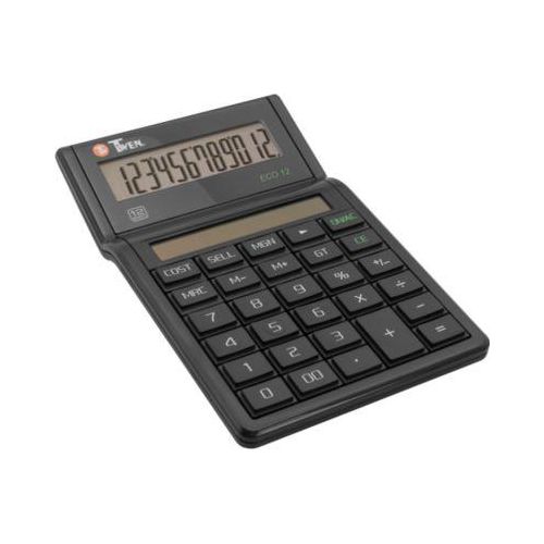 Tischrechner Twen Eco 12, solarbetrieben, 12-stelliges Display, EK-, VK- & Margenberechnung