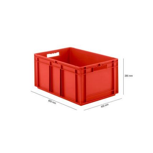 Euro Box Serie EF 6280, aus PP, Inhalt 56,6 L, geschlossene Wände, rot, Durchfassgriff