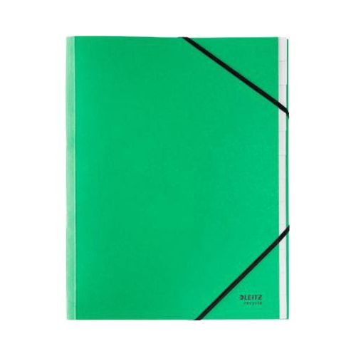 Leitz® Sammelmappe Recycle, A4, 12 Fächer mit Blanko-Taben, Inhaltsverzeichnis, Gummibandverschluss, 100 % recycelbar, Karton, grün