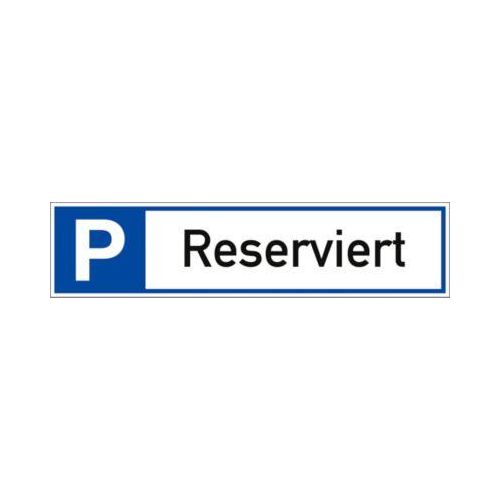 moedel Parkplatzschild „Reserviert“, für die Wand- und Pfostenmontage, L 460 x B 110 mm, Aluminium, weiß-schwarz-blau