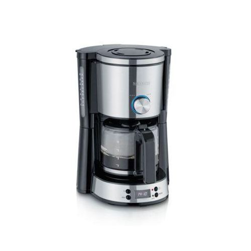 SEVERIN Kaffeeautomat, 10 Tassen, 1.000 W, Digitaluhr mit Timer, AromaSwitch (2 Brühprofile), Glaskanne, Edelstahl (gebürstet)/Schwarz, Display