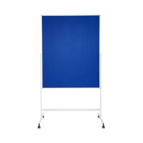 Schäfer Shop Select Moderationstafel SH MT 121, mobil, beidseitig verwendbar, B 1200 x H 1500 mm, Filz, Aluminium & Metall, blau-weiß