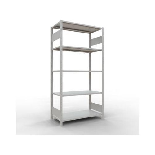 Schulte Lagertechnik Fachbodenregal MULTIplus150, Steck-Grundregal, B 1000 x T 500 x H 2000 mm, 5 Ebenen, bis 1300 kg, lichtgrau