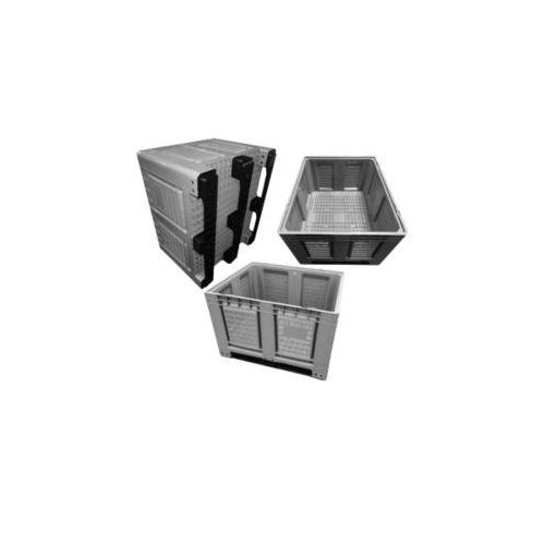 Palettenbehälter Big Box FP-FBO1210K, 680 l, B 1200 x T 1000 x H 790 mm, perforiert, silbergrau, 3 Kufen, bis 450 kg