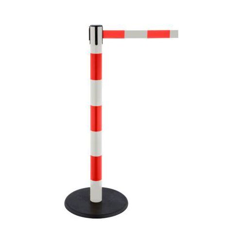 Absperrpfosten RS-Guidesystems GLAG 28, Gurtauszug 2300 mm, weiß-rot/weiß-rot