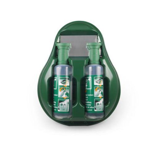 Augenspülstation, Komplettset, mit 2 Spülflasche und Spiegel, Wandmontage