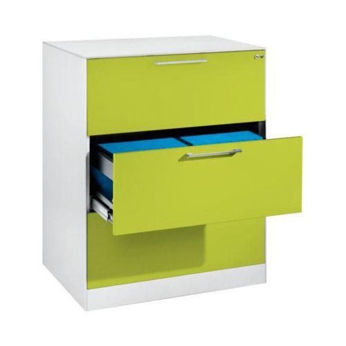 Hängeregistraturschrank ASISTO C 3000, 3 Schubladen, 2-bahnig, B 800 mm, weiß/viridingrün