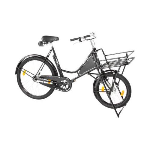 Lastenfahrrad, Rahmen Stahl, mit Vorderrad-Lastenträger, Vorderrad-Ständer, schwarz