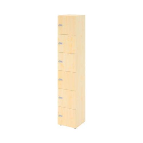 Schließfachschrank Topas Line, 6 Ordnerhöhen, 6 Fächer, Zahlenschloss, B 400 x T 420 x H 2156 mm, Ahorn/Ahorn