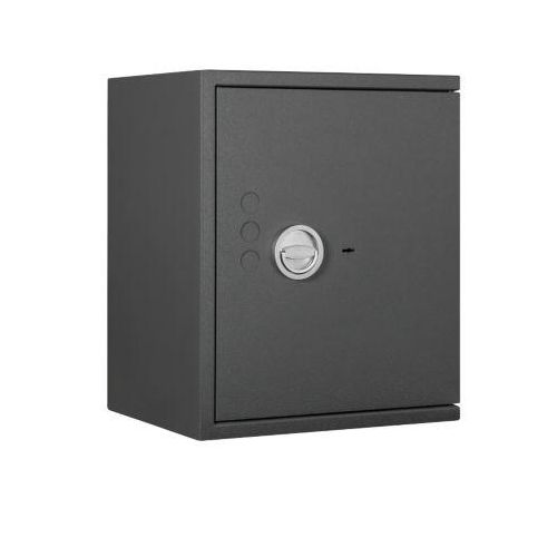 Tresor Lyra 3, Widerstandsgrad 0 nach EN 1143-1, Volumen 66 l, Türanschlag rechts, Doppelbartschloss mit 2 Schlüsseln, 2 Fachböden, inkl. Verankerungsmaterial, B 500 x T 420 x H 605 mm, graphitgrau RAL 7024