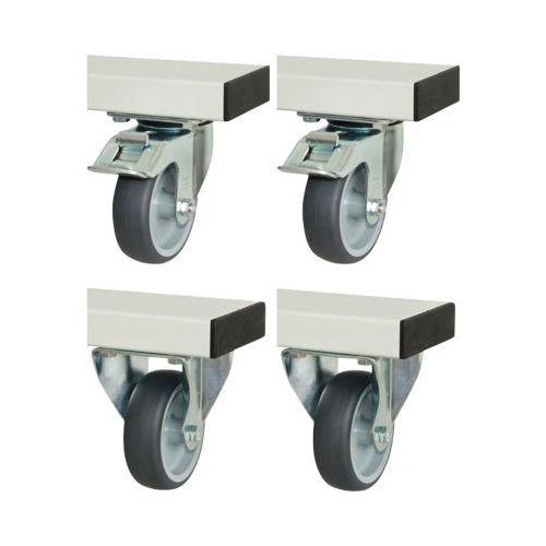 Rau Rollensatz für höhenverstellbare Arbeitstische Adlatus 300/600, 4 Lenkrollen mit Feststeller, Ø 100 mm, H 125 mm, TPR, grau Image