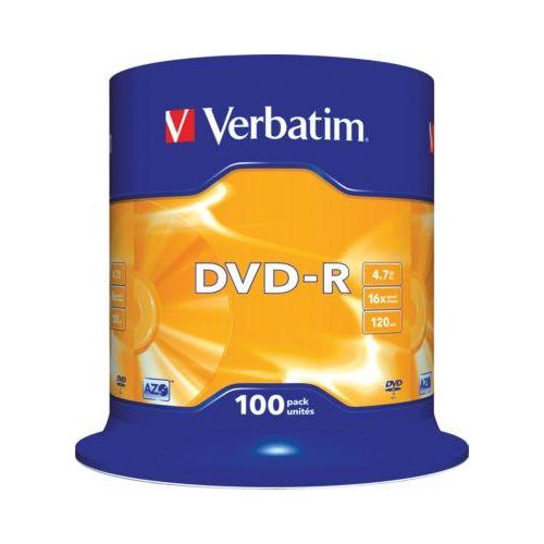 Verbatim® DVD-R, bis 16fach, 4,7 GB/120 min, 100er-Spindel