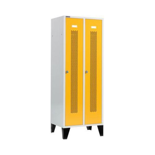Schäfer Shop Select Kleiderspind, mit gelochten Streifen, 2 Abteile, 400 mm, mit Füßen, Drehriegelverschluss, Tür gelb