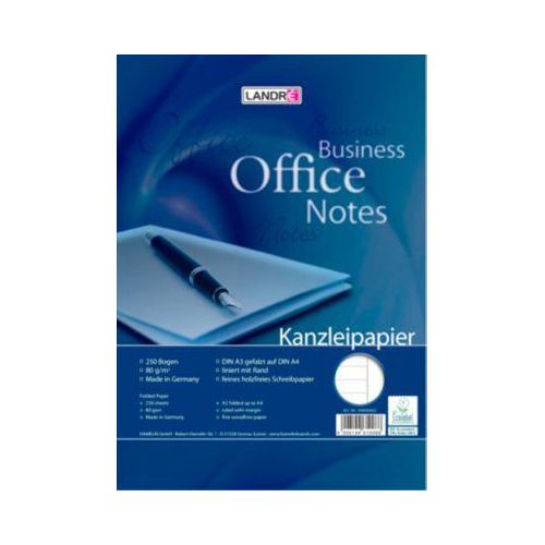 Kanzleipapier Herlitz "Office", A3/A4 gefalzt, 80 g/m², 250 Bögen pro Packung, liniert mit Rand rechts